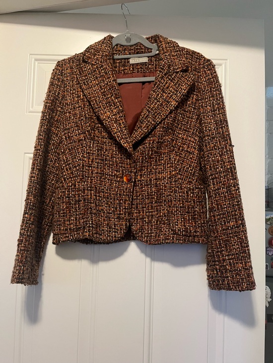 Kate Hill Jackets & Blazers - Kate Hill Brown Multi-Tone Tweed Cropped Blazer